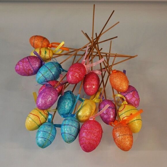 Creative Easter Decorations 19 Colorful Eggs On Sticks - Picture 3 of 6